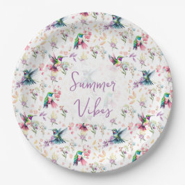 Prato De Papel Vibrações de Verão de Flor Silvestre e Beija-flor