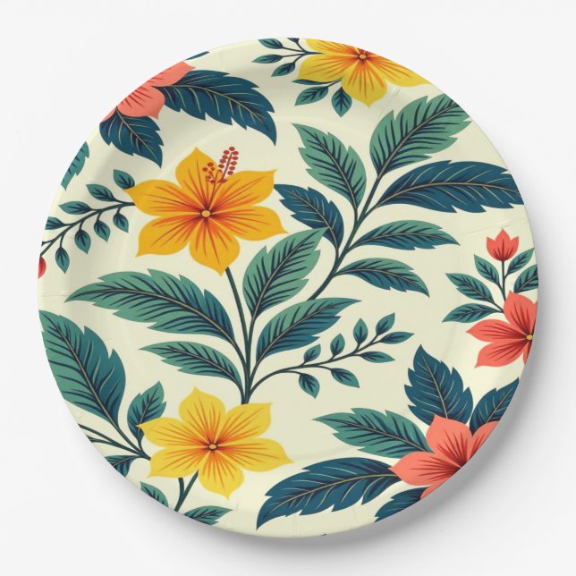 Prato De Papel Vibrant floral touch colorful design  (Frente)