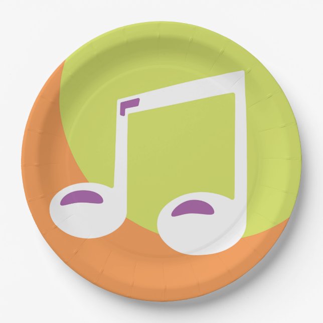 Prato De Papel Vibrant Musical Note Double Eighth (Frente)