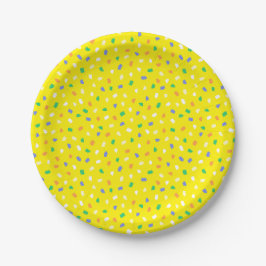 Prato De Papel Vibrant Terrazzo Confetti Party Bright Yellow