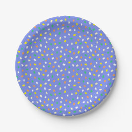 Prato De Papel Vibrant Terrazzo Confetti Party Dusty Blue