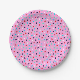 Prato De Papel Vibrant Terrazzo Confetti Party Grapefruit Pink