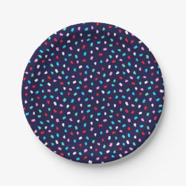 Prato De Papel Vibrant Terrazzo Confetti Party Midnight Market