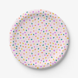 Prato De Papel Vibrant Terrazzo Confetti Party Pink Lemonade