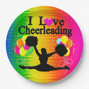 PRATO DE PAPEL VIBRANTE EU AMO PLACAS DE PAPEL CHEERLEADING