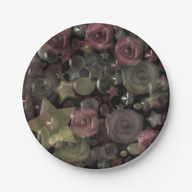 Prato De Papel Vidro, estrelas, flores, azulejo cerâmico (Frente)