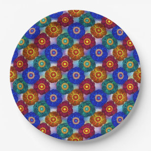 Prato De Papel Vidro Fosco Abstrato Vermelho Verde Azul Laranja