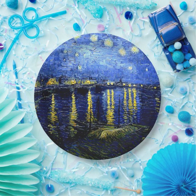 Prato De Papel Vincent van Gogh belas artes, Starry Night sobre R (Festa)