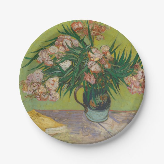 Prato De Papel Vincent Van Gogh Oleander pintura em flor (Frente)
