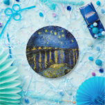 Prato De Papel Vincent Van Gogh Starry Night 1888 Papelão<br><div class="desc">Artista: Vincent Van Gogh Título: Starry Night Over the Rhone Year : 1888 (setembro) paisagem,  pintura a óleo,  obra-prima,  antiga,  vintage,  famosa,  arte,  trabalho de arte,  azul,  ouro,  espiral,  ousada,  clássica,  elegante,  romântica,  bela,  bonito,  linda,  decoração domiciliar, </div>