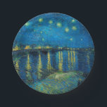 Prato De Papel Vincent Van Gogh Starry Night Over the Rhone<br><div class="desc">Uma pintura de Vincent Van Gogh,  Starry Night Over the Rhone,  mostra uma noite cheia de estrelas,  e uma ponte. Pintado em Arles France à noite,  pintado em 1888.</div>