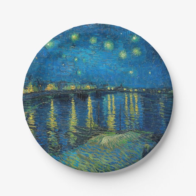 Prato De Papel Vincent Van Gogh Starry Night Over the Rhone (Frente)