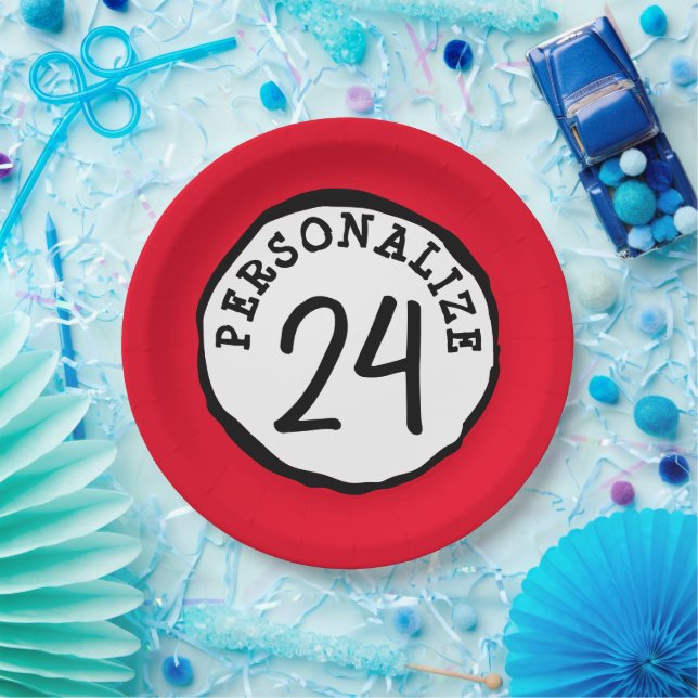 Prato De Papel Vinheta redonda clássica com texto personalizado n (Festa)