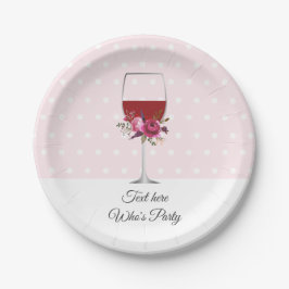 Prato De Papel vinho tinto, aniversário de adulto, casamento, flo