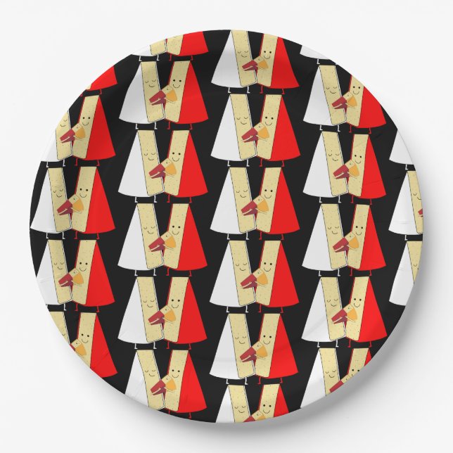 Prato De Papel Vinhos E Queijos Amantes (Frente)