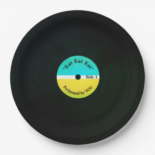Prato De Papel Vinil musical engraçado do olhar que come o cobri