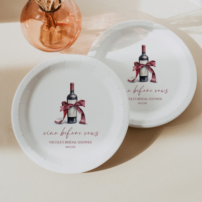 Prato De Papel Vino Antes Da Vows Arco De Garrafa De Vinho Vermel (Criador carregado)
