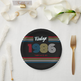 Prato De Papel Vintage 1986 Retro 40th Birthday Party Paper Plate