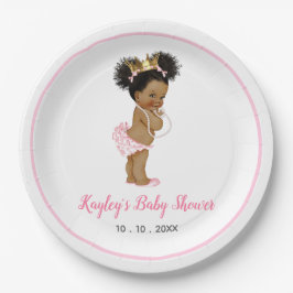 Prato De Papel Vintage African American Princess Baby Pink