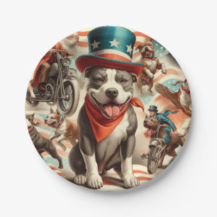 Prato De Papel Vintage American Pit Bull Terrier Art