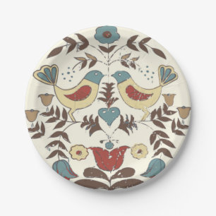 Prato De Papel Vintage Amish Birds Country Cottage