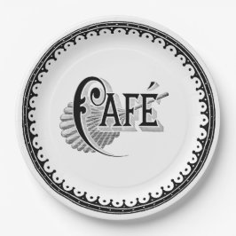 Prato De Papel Vintage Antique French Cafeographic Typoographic
