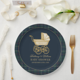 Prato De Papel Vintage Baby Carriage Classic Baby Shower 