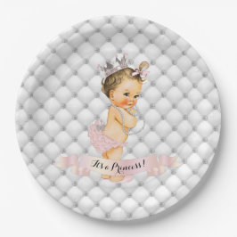 Prato De Papel Vintage Baby Princess Diamantes Blush Pink Vintage