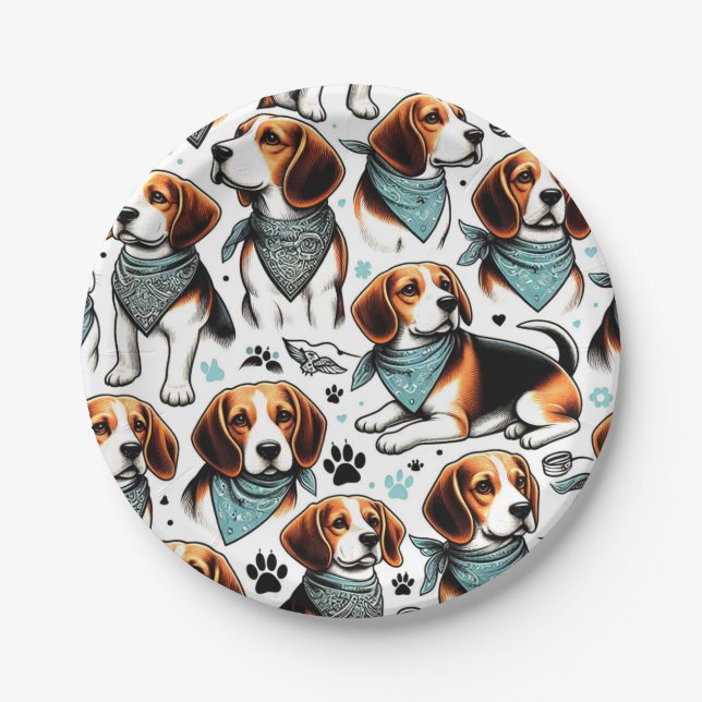 Prato De Papel Vintage Beagle (Frente)