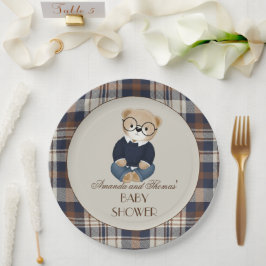 Prato De Papel Vintage Bear Baby Shower 