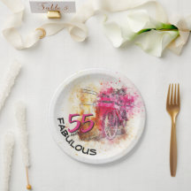 Vintage Bicycle Watercolor Fabuloso 55.º aniversár