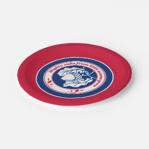 Prato De Papel Vintage Blue Red White Proverb Oak Acorn Ink Art