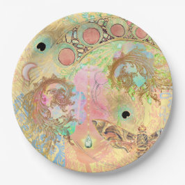 Prato De Papel Vintage boêmia, arte hippie pastel única