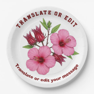 Prato De Papel Vintage Botanical Hibiscus Flower edit