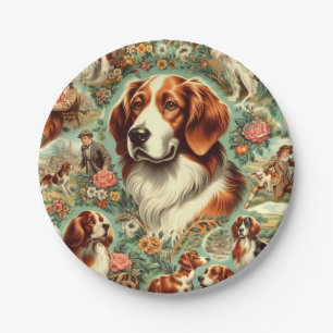Prato De Papel Vintage Brittany Dog Painting