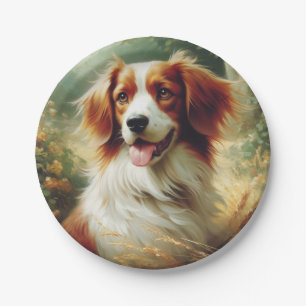 Prato De Papel Vintage Brittany Dog Painting
