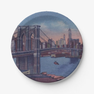 Prato De Papel Vintage Brooklyn Bridge Art Painting