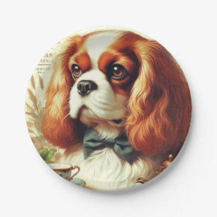 Prato De Papel Vintage Cavalier King Charles Spaniel Painting