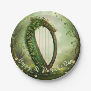 Prato De Papel Vintage Celtic Rua personalizável Harp do dia de P