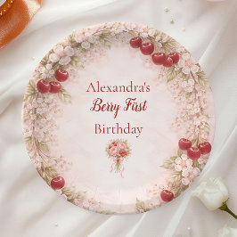 Prato De Papel Vintage Cherry Garden Girl 1st Birthday