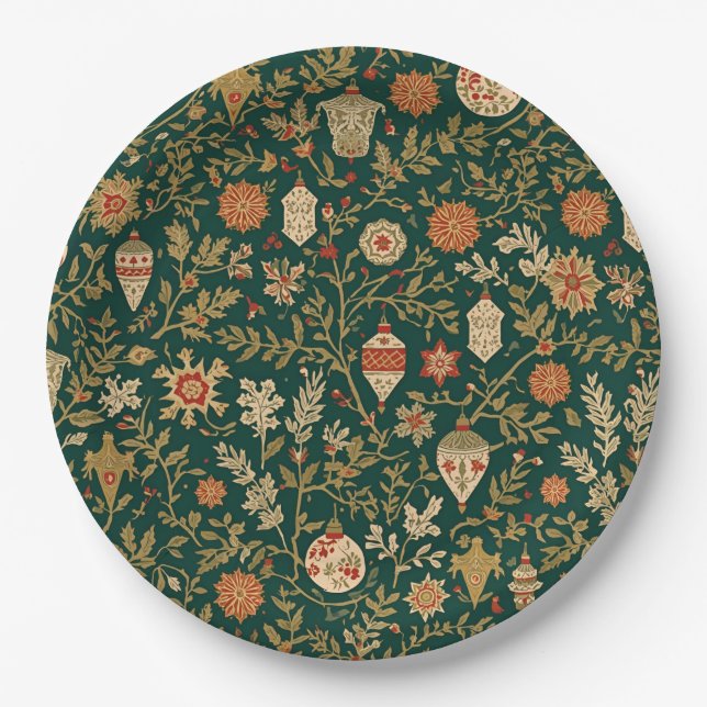 Prato De Papel Vintage Christmas Pattern - Paper Plates (Frente)