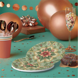 Prato De Papel Vintage Christmas Poinsettia 