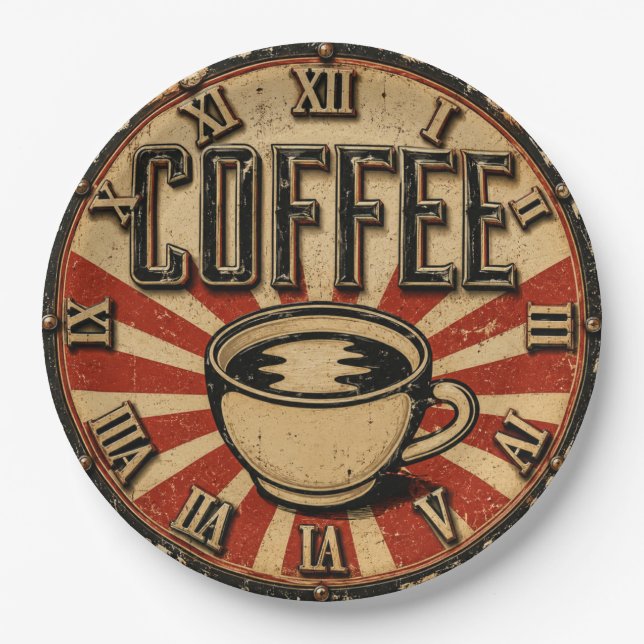 Prato De Papel Vintage Coffee Retro (Frente)