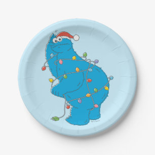 Prato De Papel Vintage Cookie Monster Luzes de Natal