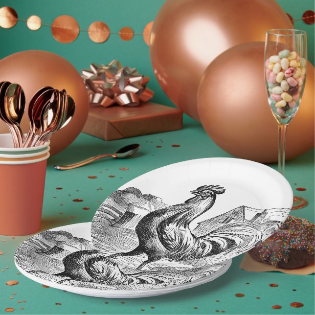 Prato De Papel Vintage Country fazenda Roster (Múltiplo)