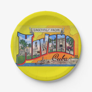 Prato De Papel Vintage Cuba Viagem - Saudações De Havana