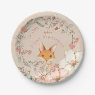 Prato De Papel Vintage Cute Fox Florals Girl First Festa de anive
