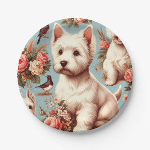 Prato De Papel Vintage Cute West Highland White Terrier