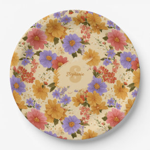 Prato De Papel Vintage Daisy Floral Pattern (2)