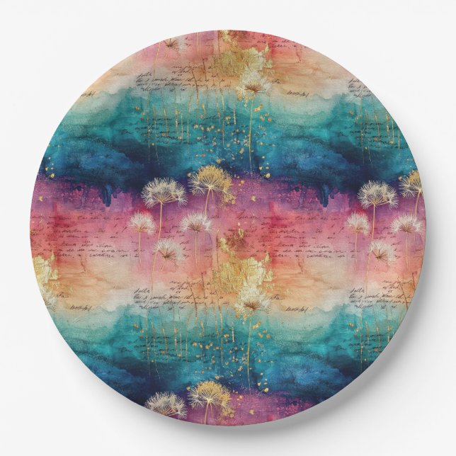 Prato De Papel Vintage Dandelion Abstract Pattern (1) (Frente)
